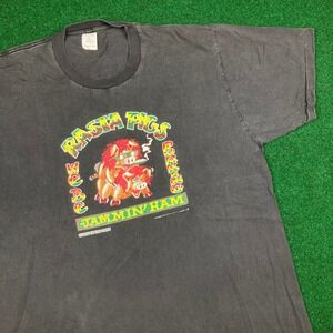 Vintage Rasta Pigs Shirt Mens L Black 2000 Jammin Ham We Be Porking Weed Y2K Tee